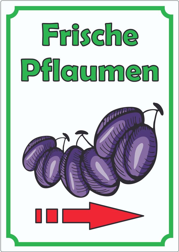 Frische Pflaume Aufkleber Hochkant mit Pfeil rechts A0 (841x1189mm)