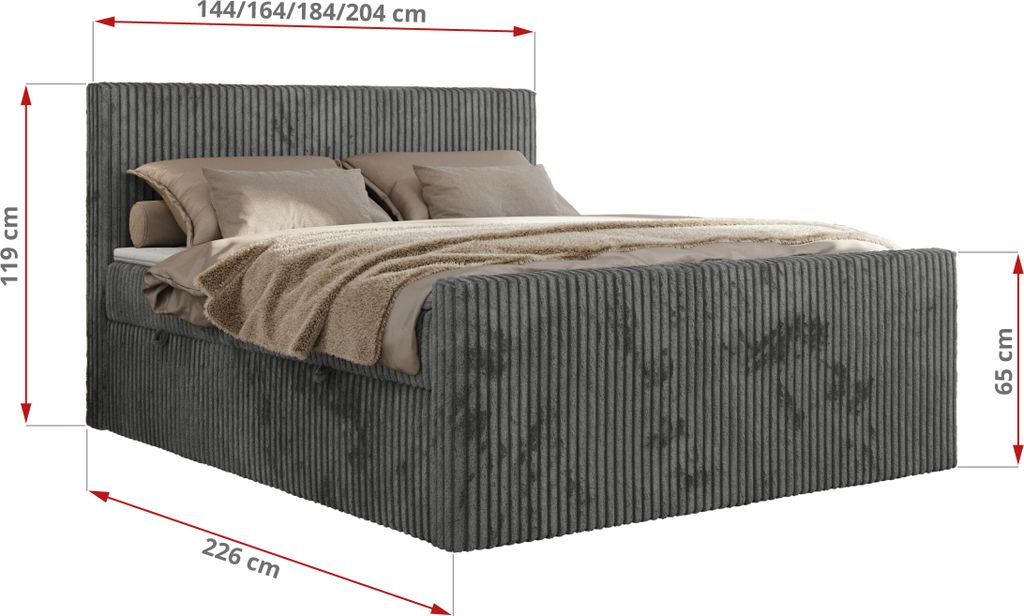MKS MEBLE Boxspringbett Cord 160x200, Polsterbett Bett Produktbild 9