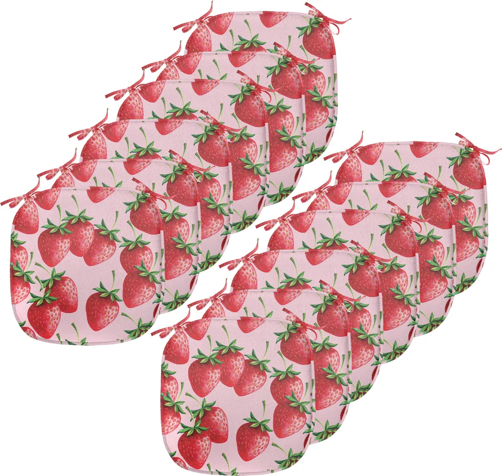 ABAKUHAUS Set 12 Cuscini Sedie Fragole Rosse 40x40 Impermeabili