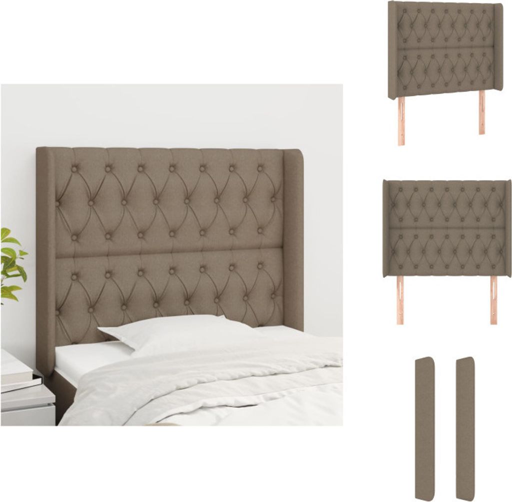 vidaXL Kopfteil mit Ohren Taupe 103x16x118/128 cm Stoff - Kopf- & Fußenden