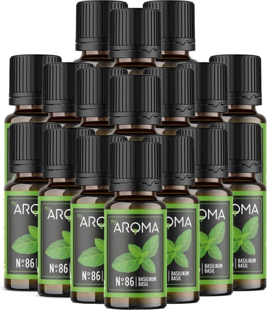myAROMA flavour drops – Basilikum, 17x10ml, Zuckerfrei, Kalorienfrei, Vegan, Ohne künstliche Farbstoffe