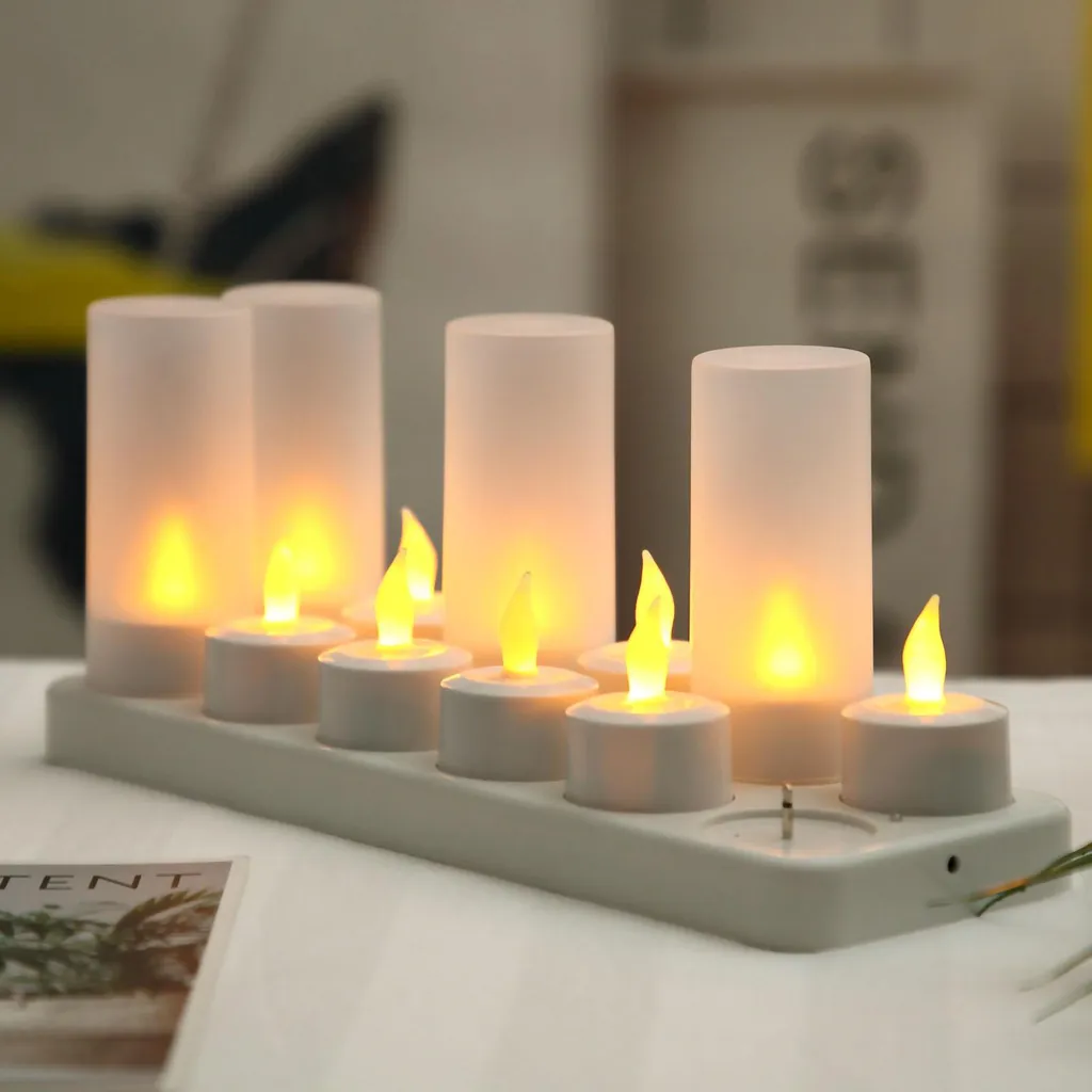 Bougies LED Flamme Vacillante Jaune Rechargeables pour Déco Mariage