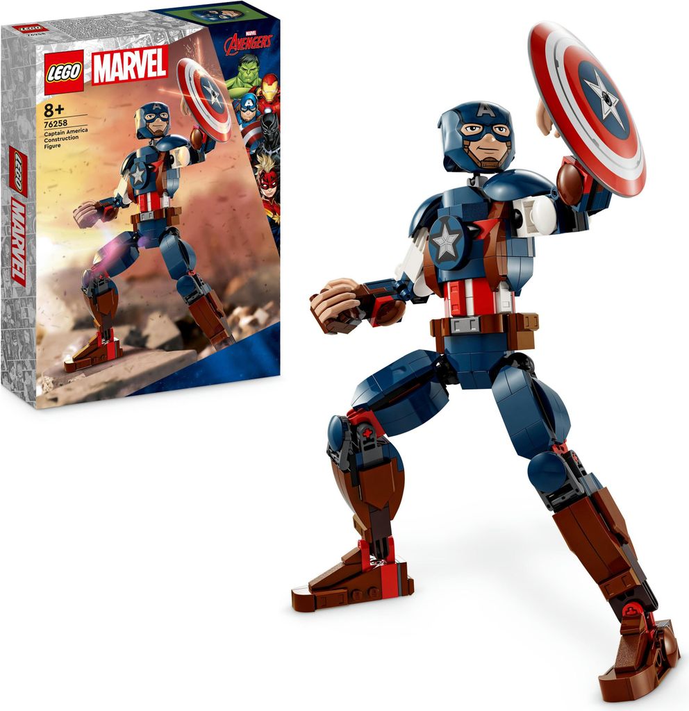 LEGO 76258 Marvel Captain America Baufigur, Superheld mit Schild, Avengers Bau-Spielzeug und Sammelfigur als Schlafzimmer Accessoire für Kinder, J...