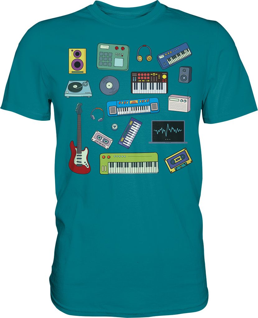 Retro Synthesizer Gitarre Musikproduzent T-Shirt – Diva Produktbild 
