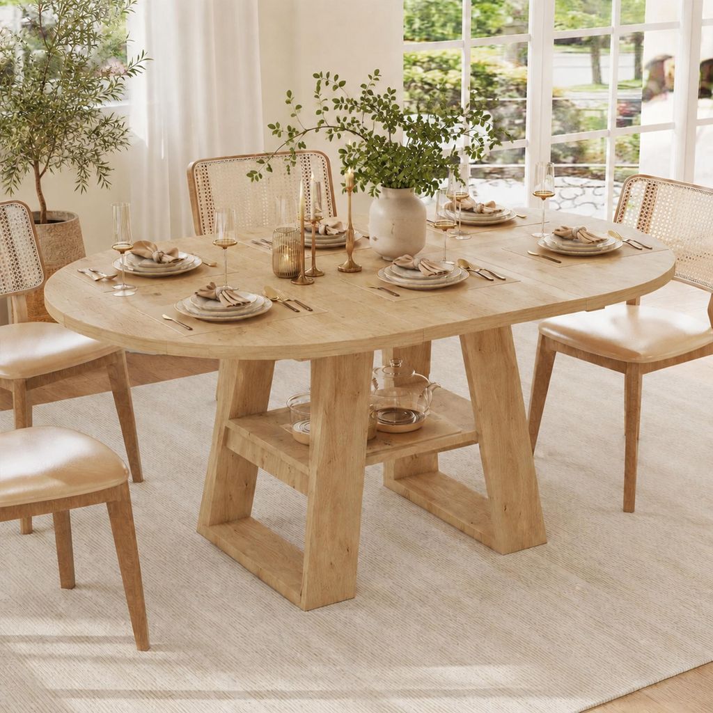 Uitschuifbare eettafel, 110–150 × 110 cm, rond, met Productafbeelding 