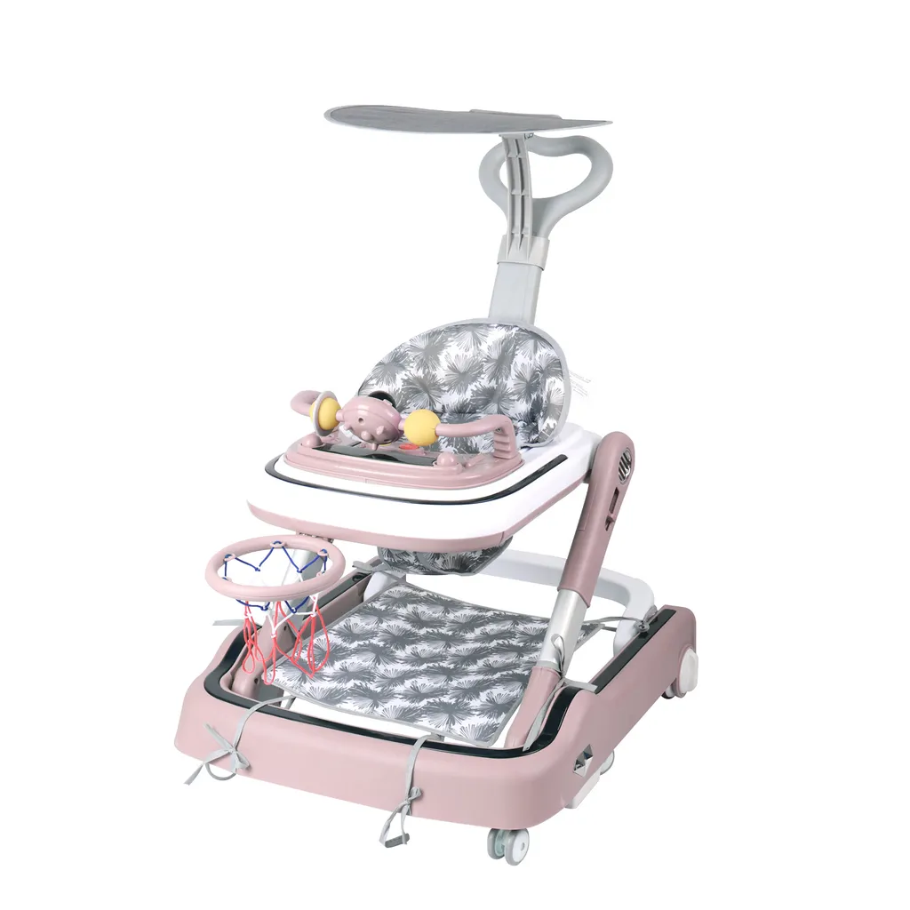 Chariot de marche Babywalker Rose avec Tableau d'éveil Musical Intégré