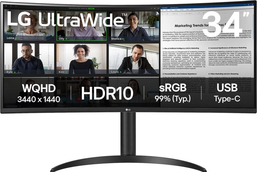LG 34WR50QK-B, 86,4 cm (34"), 3440 x 1440 Pixel, Wide Quad Produktbild 