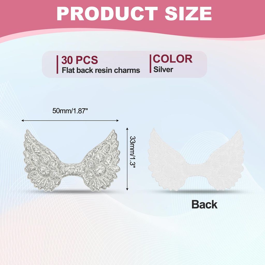30 Stš¹ck Engelsflš¹gel fš¹r Bastelarbeiten, Glitzer Mini Engelsflš¹gel Verzierung Stoffflš¹gel zum Aufn?hen Puppen-Patches Verzierung f...