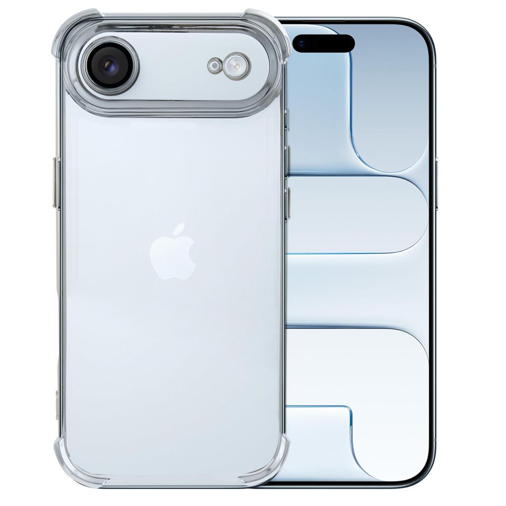 CLM-Tech Hülle kompatibel mit iPhone 17 Air 6,6 Zoll - keine Vergilbung Stoßfeste Schutzhülle (4 luftgepolsterte Ecken in silber) - Transparente...