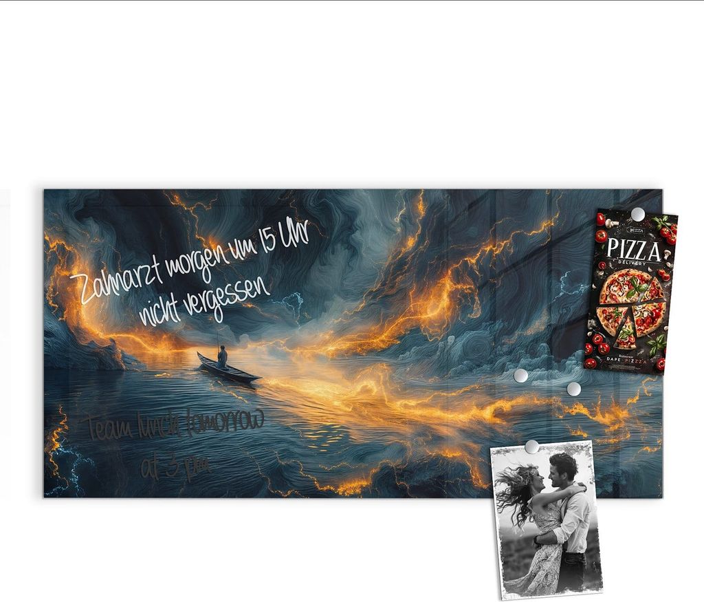 Magnettafel 100x50cm Pinnwand Whiteboard beschreibbar - Feuer und Wasser