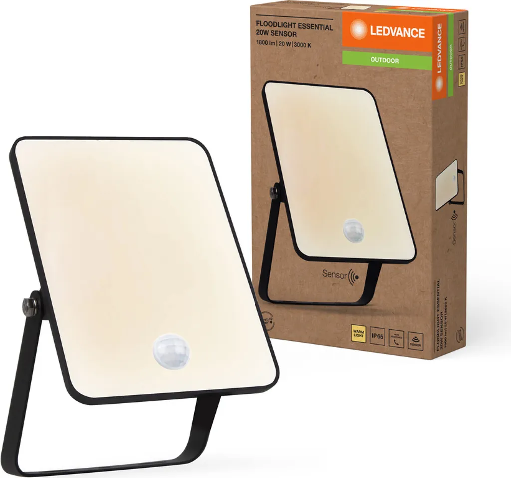 Proiettore LED Prozek 20W con Sensore 3000K - Sicurezza Esterna IP65