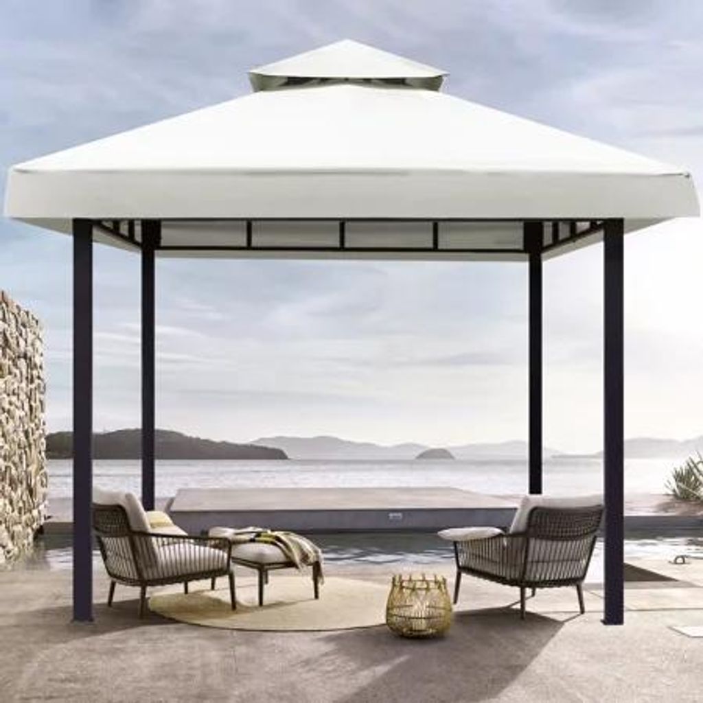 Ersatzdach für Pavillon 3x3m, Pavillondach, Doppeldach, Wasserdicht Ersatzbezug Ersatzteile für Gartenpavillon Gartenzelt,Beige