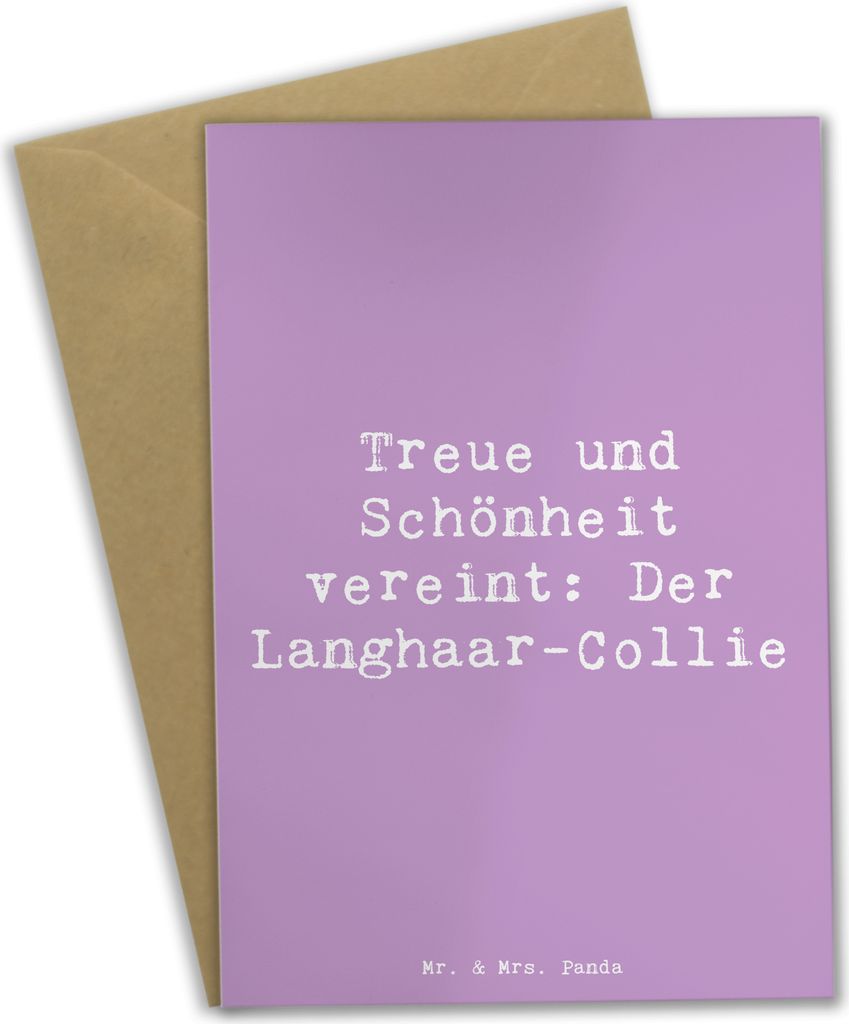 Mr. & Mrs. Panda Grußkarte Spruch Langhaar Collie - Lavendeltraum - Geschenk, Hunderasse, eleganter Hund, treuer Freund, weihnachtskarten, einladu...