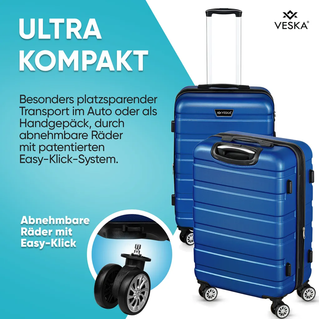 Set valise coque dure ABS avec serrure TSA et 4 roulettes multidirection - 8