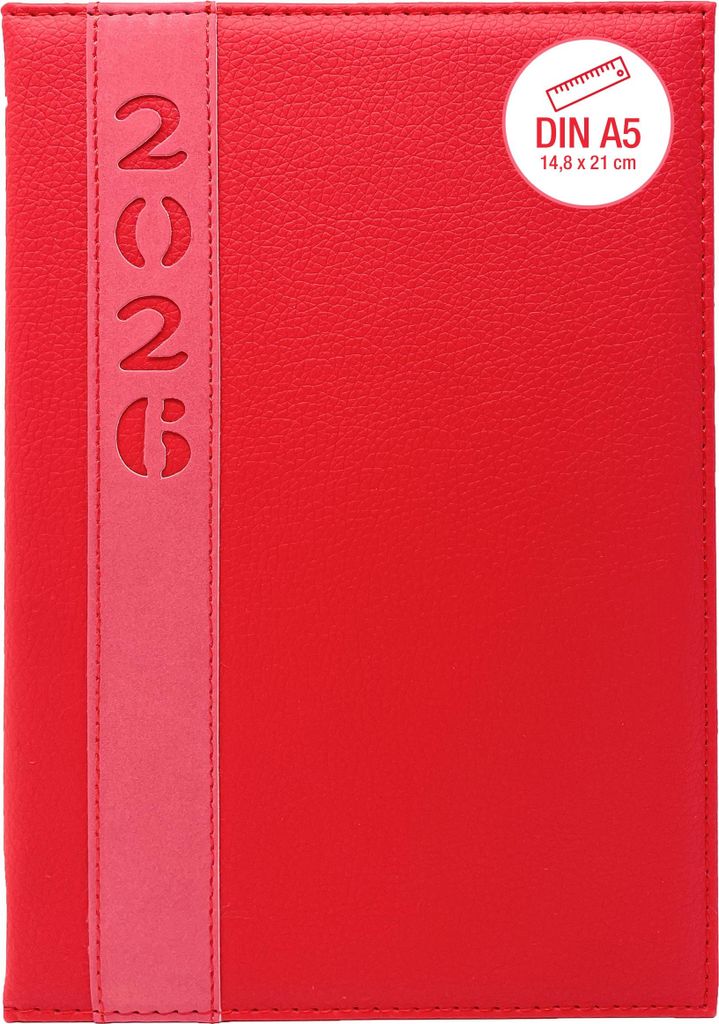 Buchkalender 2026 A5 – Softcover Wochenplaner mit 1 Woche auf 2 Seiten – Agenda 2026 mit Leseband – DIN A5 Kalender für Familien – in 4 Fa...
