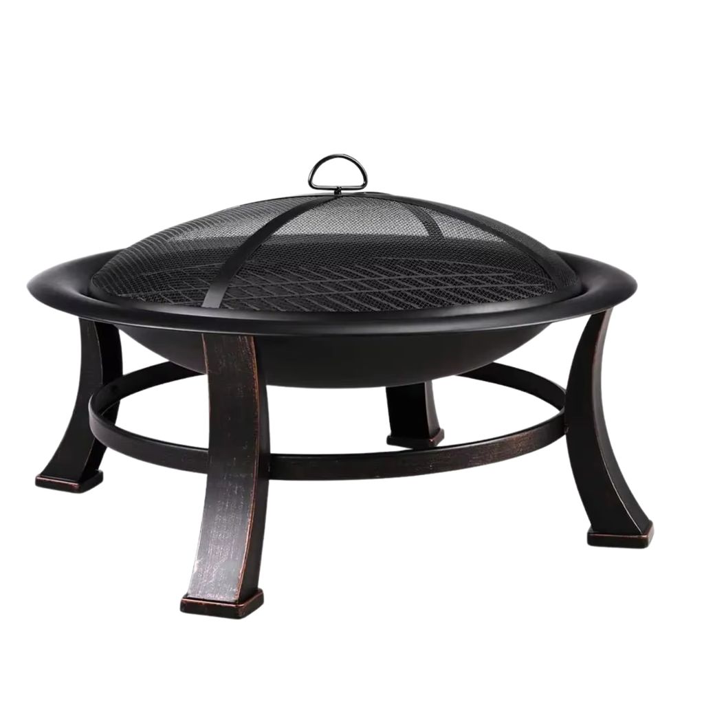 Garten Feuerstelle – Feuerschale – Feuerkorb – Terrassenkamin – Holzbeheizter Stahl BBQ Grill mit Gitter-Feuerkammer – Ideal für Garten,...