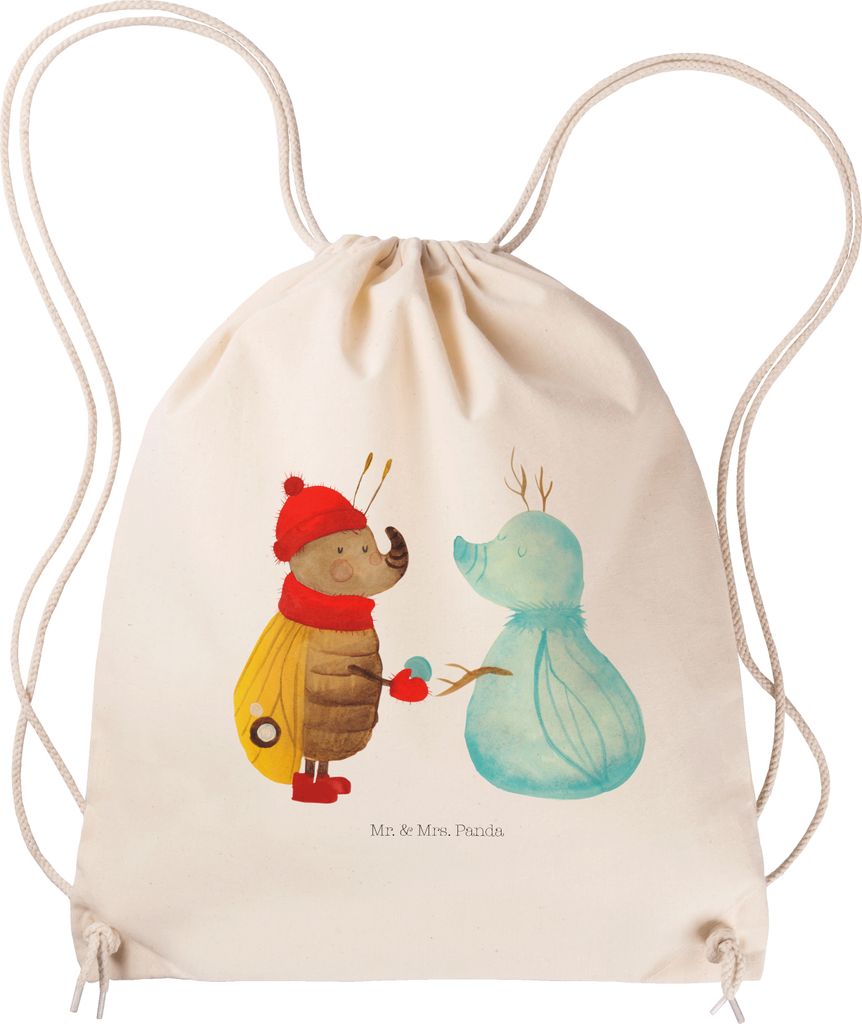 Mr. & Mrs. Panda Stoffbeutel Nachtfalter Schneemann - Transparent - Geschenk, Beutel, Weihnachtsgruß, Fitness Tasche, Schnee, Winter, Jutebeutel, ...