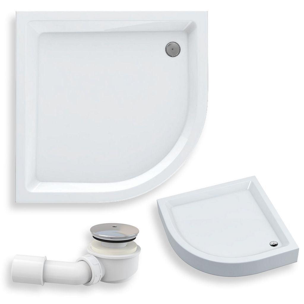 Douchebak kwartcirkel 80x80x16, sanitairacryl, glad Productafbeelding 