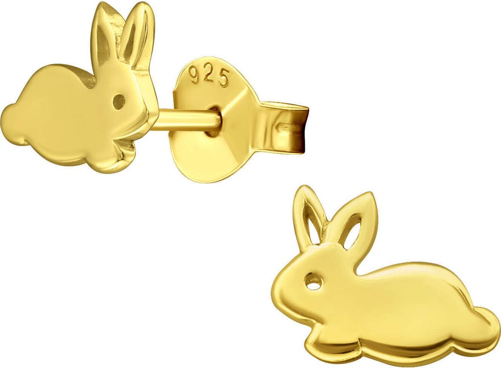 Ohrstecker 925 Sterling Silber mit Hase vergoldet Material - Silber vergoldet