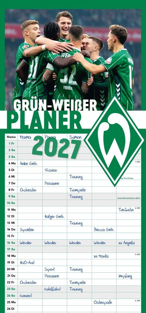 Werder Bremen Jahresplaner 2027 grün-weiß – Zwölf Momente Produktbild 