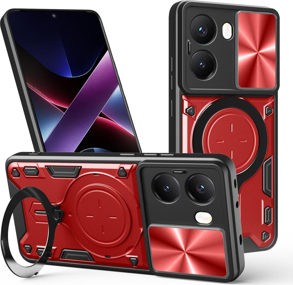 Hülle für Xiaomi Poco X7 Pro - Phonesta CamLock Back Cover mit Kamera-Slider - Rot
