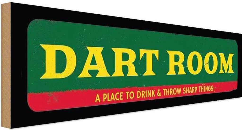 vianmo Holzschild 10x27 cm the Dart room a place to drink Sport Hobby