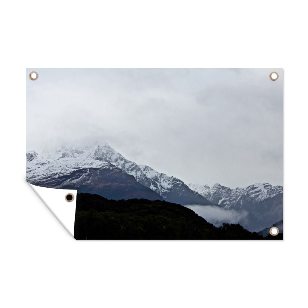MuchoWow 60x40 cm Outdoor-Poster Gartendeko Sichtschutz Garten Poster für den Garten Berg - Schnee - Wolke