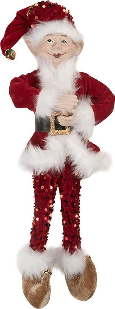 Clayre & Eef Decorazione Elf 17x12x52 cm Rosso Sintetico Immagine del prodotto 