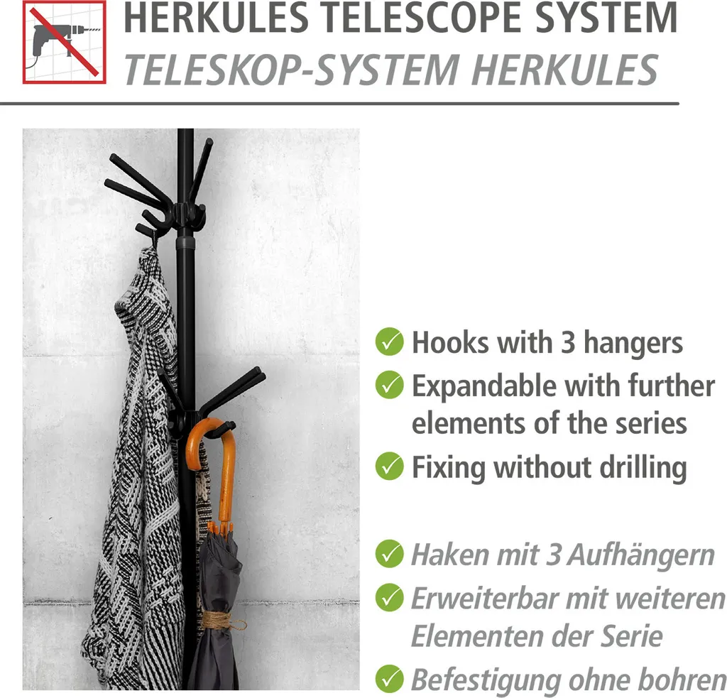 Patère Murale Triple Noire Hercules : Support de Rangement Multi-usage - 3