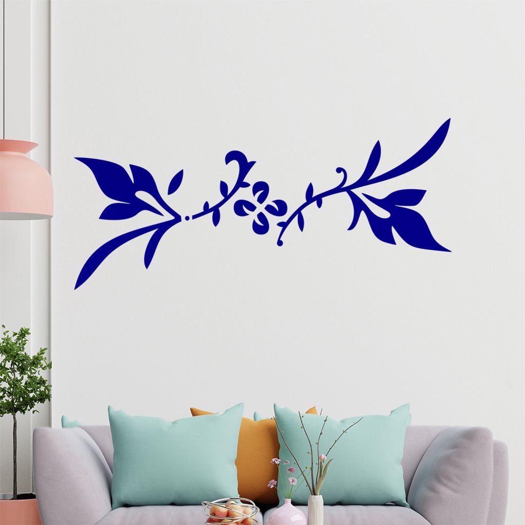 Blätter - Linien Wandtattoo in 6 Größen - Wandaufkleber Wall Sticker - Dekoration, Küche, Wohnzimmer, Schlafzimmer, Badezimmer