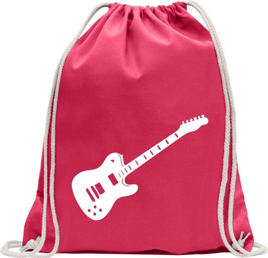 Kiwistar - Turnbeutel - pink - E-Gitarre - Rock - Heavy Metal - Fun Rucksack Sport Beutel Gymsack Baumwolle mit Ziehgurt