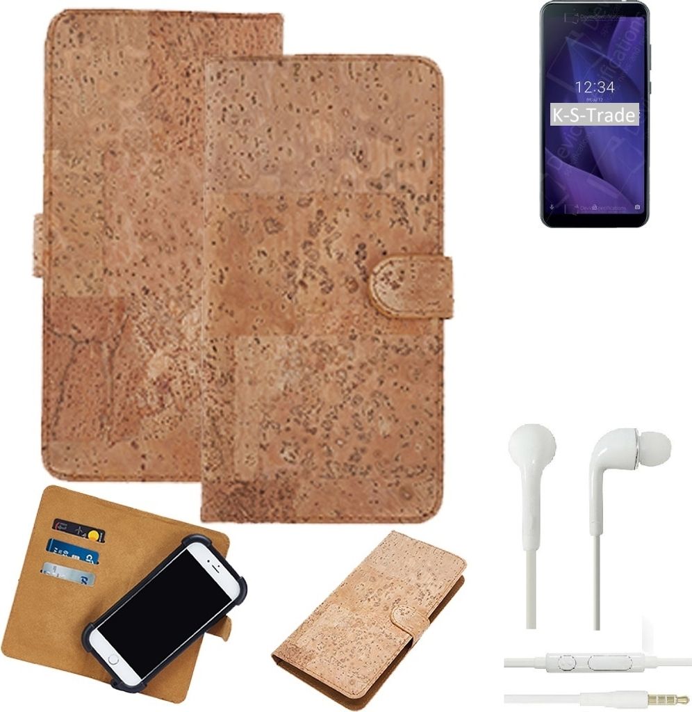 K-S-Trade Hülle kompatibel mit Sharp Aquos V + in ear Kopfhörer Kork Handyhülle Cover Schutzhülle TPU Case Bumper in Hellbraun, (1x)