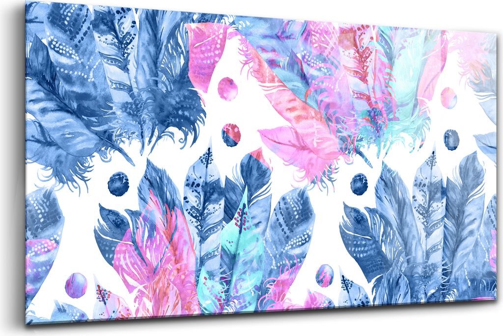 Bilder auf glas - Einteilig - Wanddekoration - Glas Bilder - 120x60 - Bunte Federn