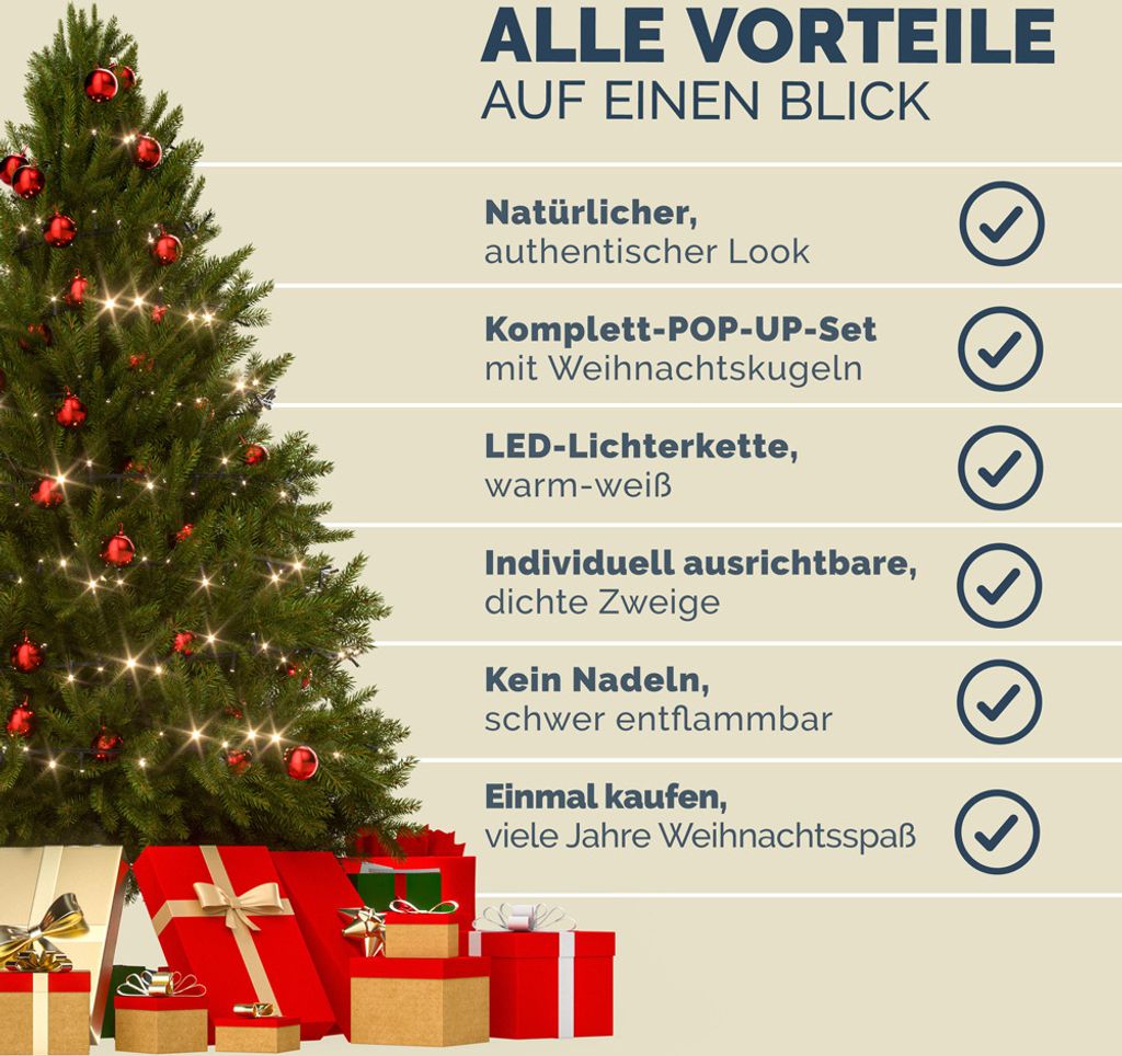 Umělý vánoční stromek Pop-Up včetně ozdob a LED osvětlení Obrázek produktu 15
