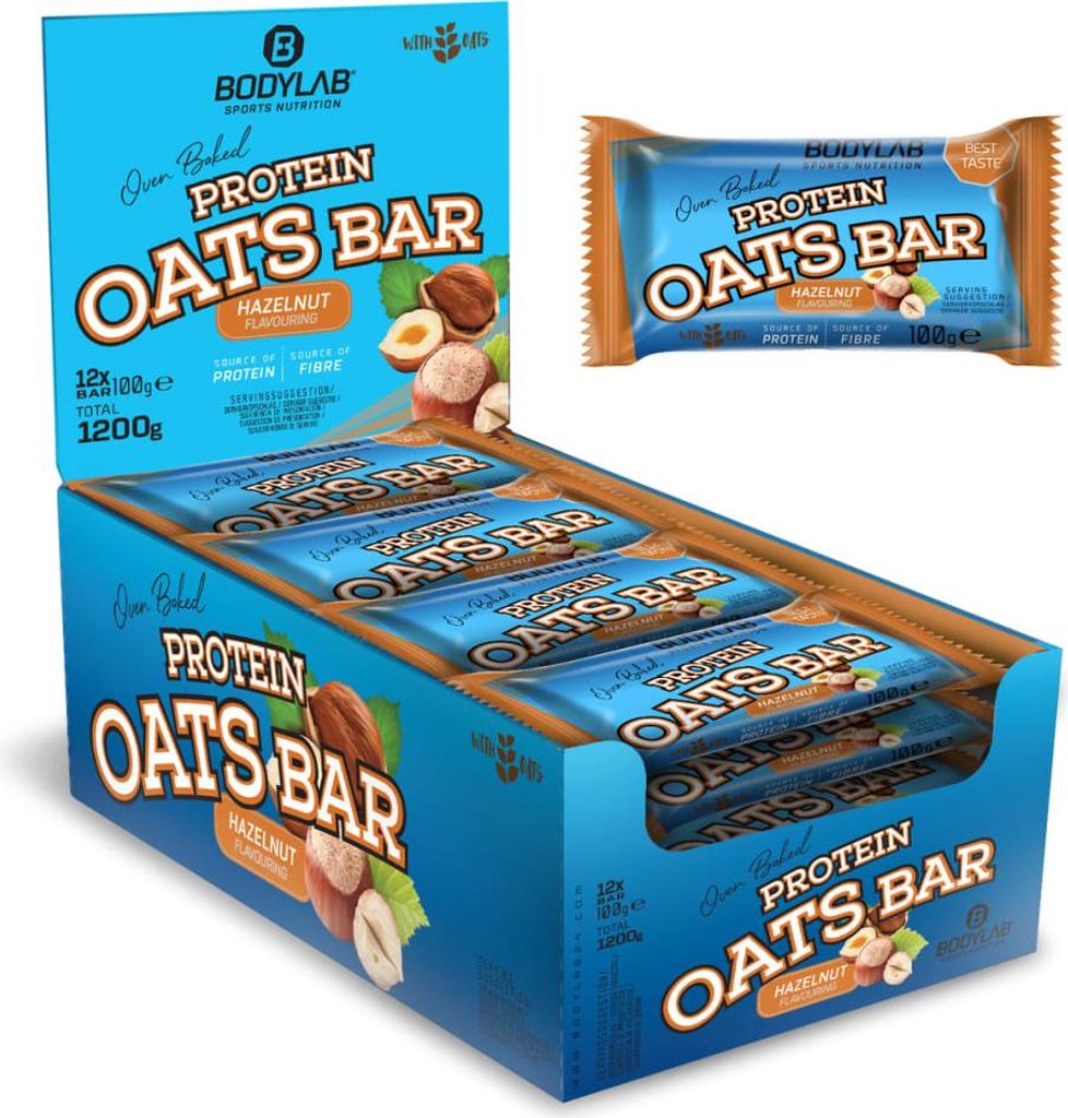 BODYLAB Protein Oats Bar - 12x100g - Haselnuss