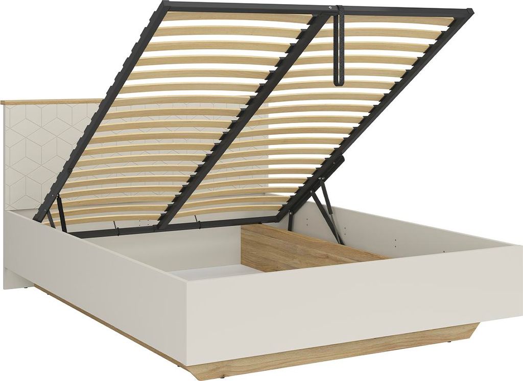 Bett mit Bettkasten 160x200cm Kaschmir und EichenHolzoptik-Optik