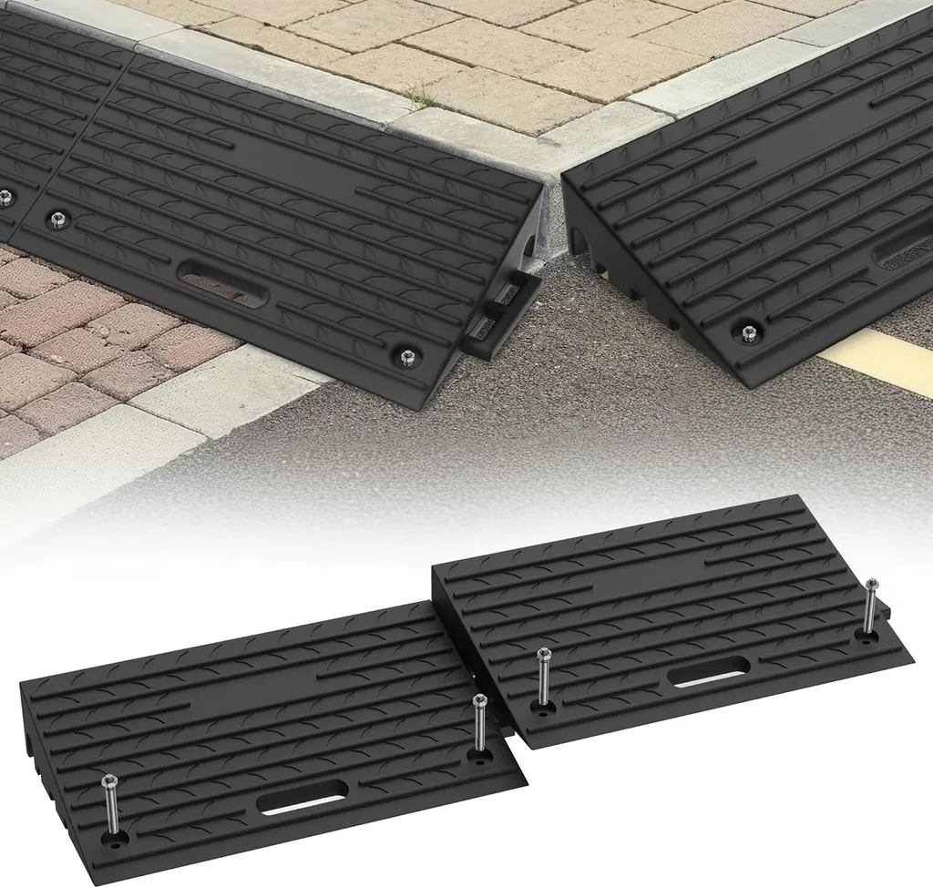 YUENFONG Rampe Industriali per Cordoli 10cm | Set 2 Pezzi Gomma