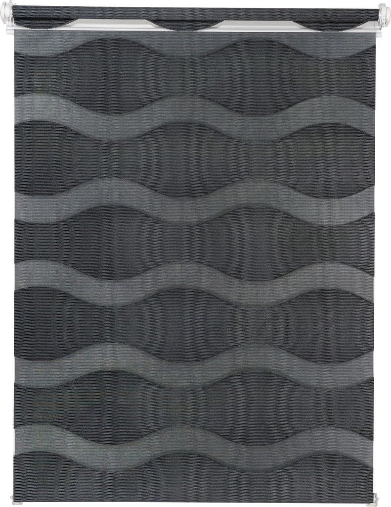 Doppelrollo auf Maß Wave Klemmfix verspannt Farbe: Schwarz, Größe: B): 101-110 cm, L): 40-160 cm, Farbvariante: Schwarz