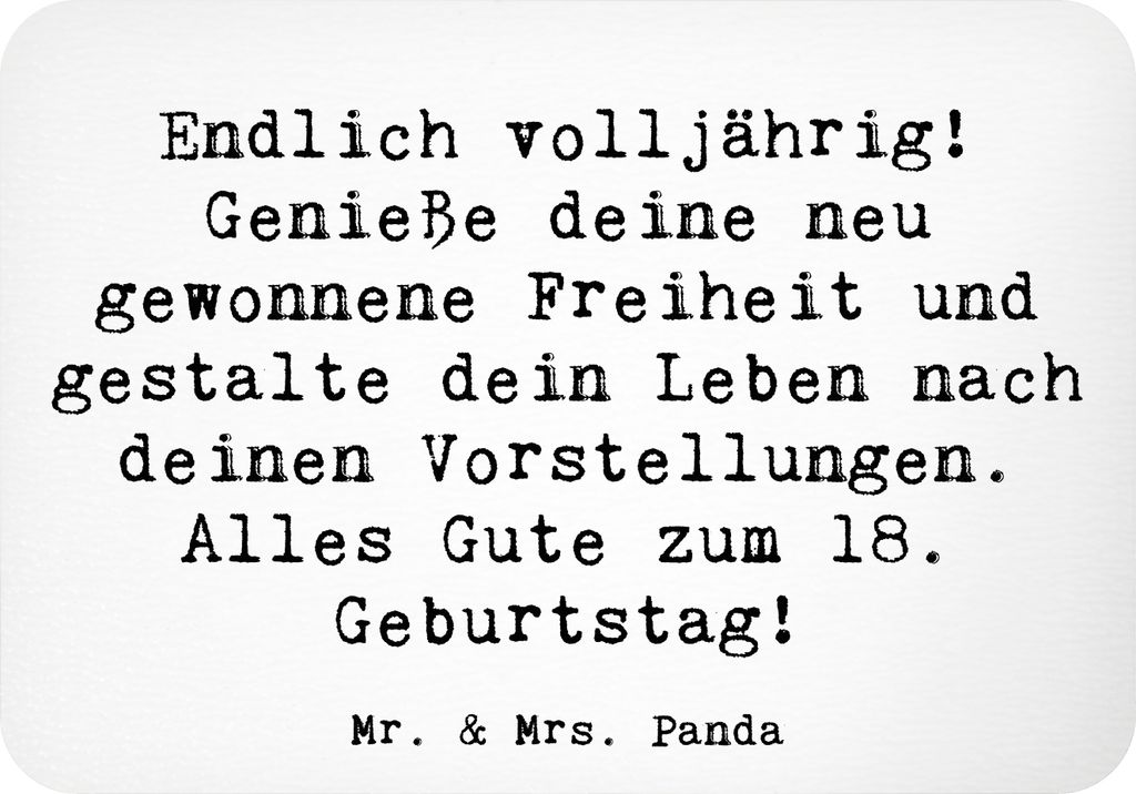 Mr. & Mrs. Panda Kühlschrankmagnet Spruch 18. Geburtstag Freiheit - Weiß - Geschenk, liebevolle Geschenke, Freiheitsgefühl, Happy Birthday, pers...