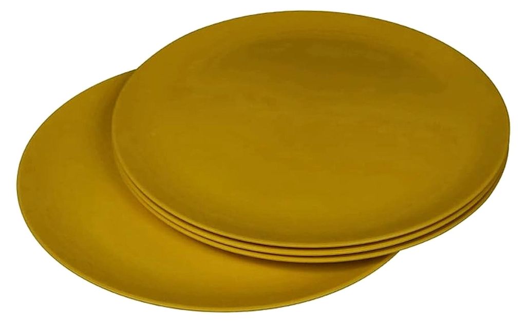 Campinggeschirr Teller Flavour-It 25,5 cm, Safran Gelb (4er Set) Bioplastik C-PLA