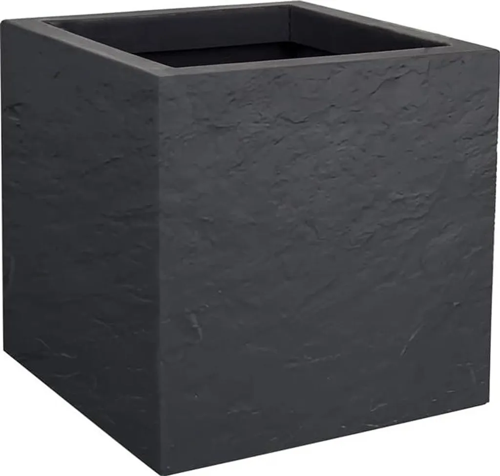 Bac à fleurs carré 21 litres imitation pierre gris pour jardin et balcon