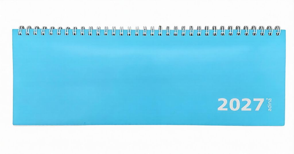 2027 ADINA Tischquerkalender 1W2S hellblau Kartondeckel Produktbild 