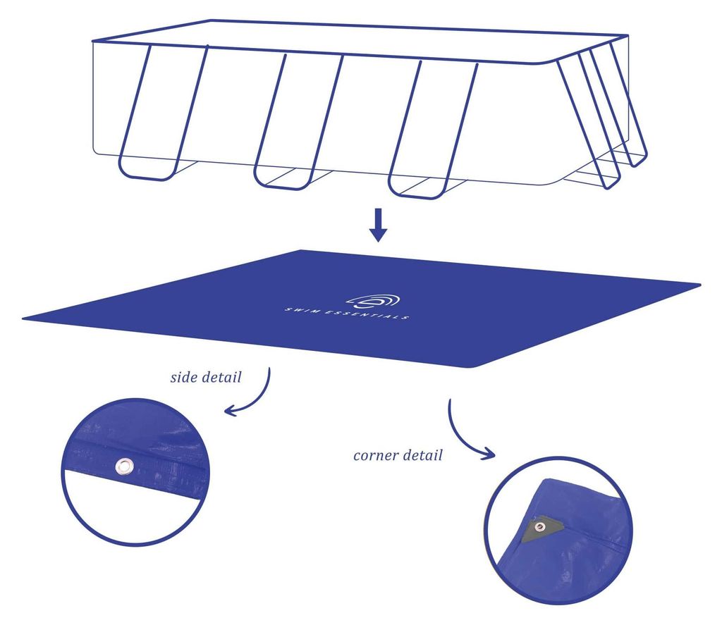 Swim Essentials Pool Bodenplane dunkelblau elegance, 400 x 200cm | Swimmingpool Plane Schutzhülle