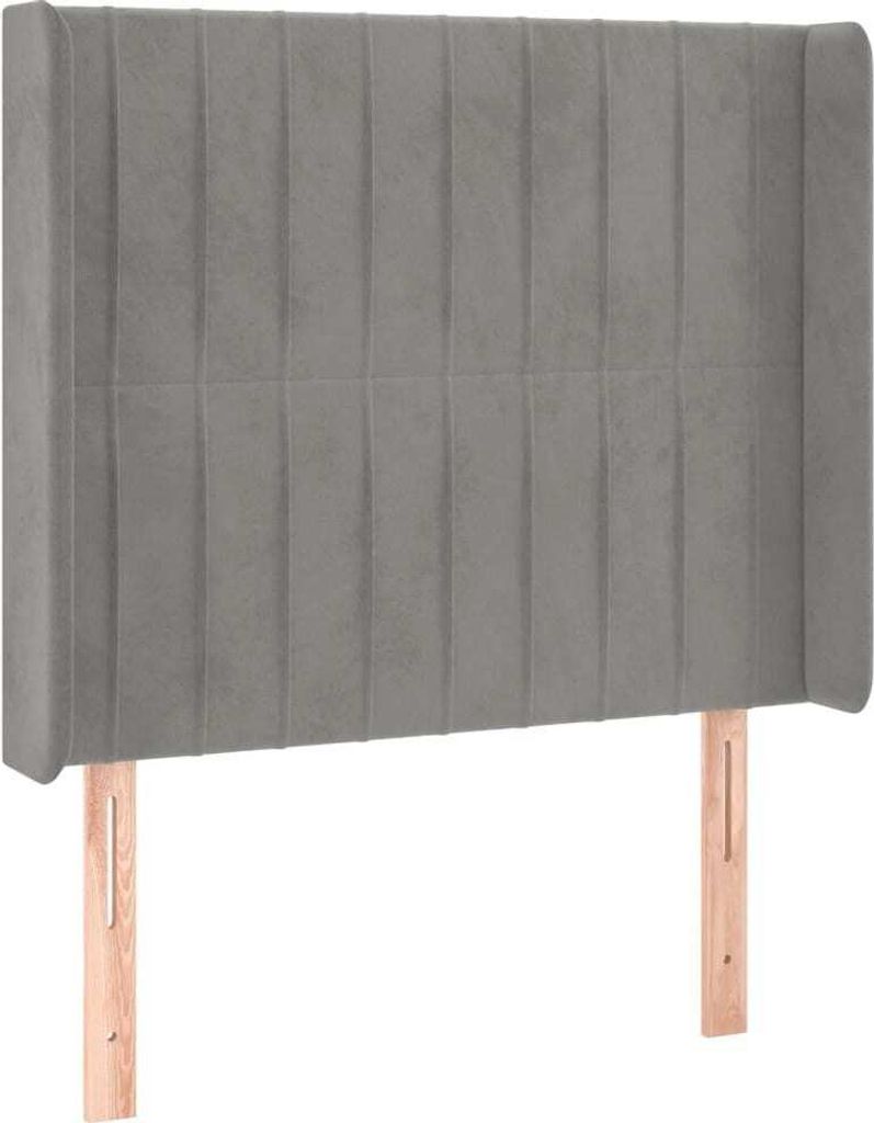 Kopfteil mit Ohren Hellgrau 103x16x118/128 cm Samt