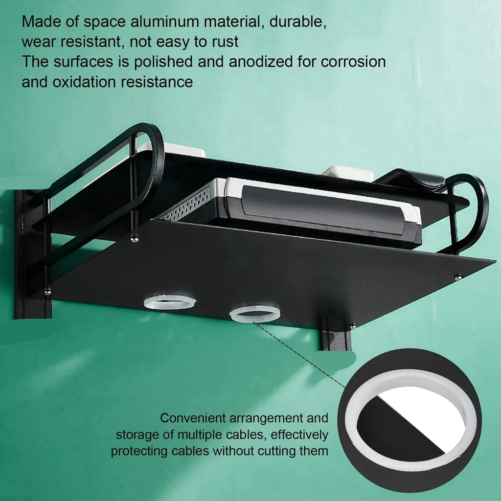 Étagère murale flottante double couche pour boîtier TV et décodeur noir - 9