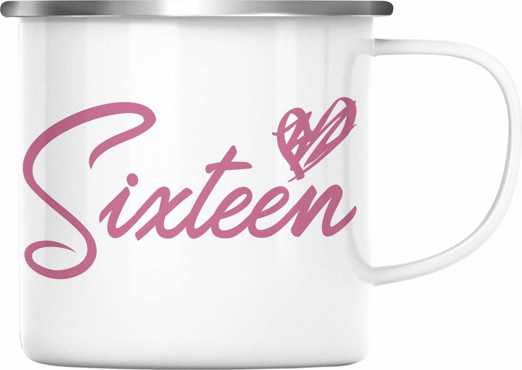 Trendation - 16. Geburtstag Emaille Tasse Geschenk Mädchen Geschenkidee Lustig Spruch 16 Geschenke Geschenkideen zum 16 Bday 16er Witzig (Silber)
