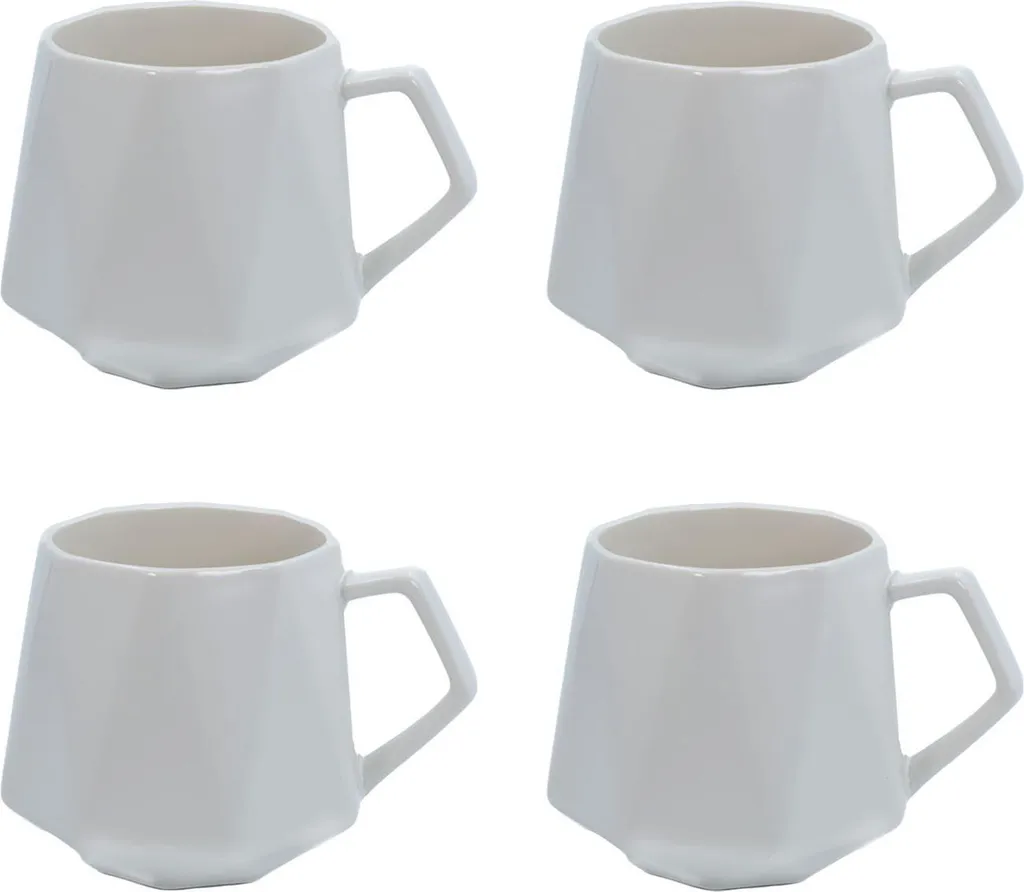 Set 4 Tazze Professionali Intirilife 350ml - Bianco Ottico per Hotel e Bar