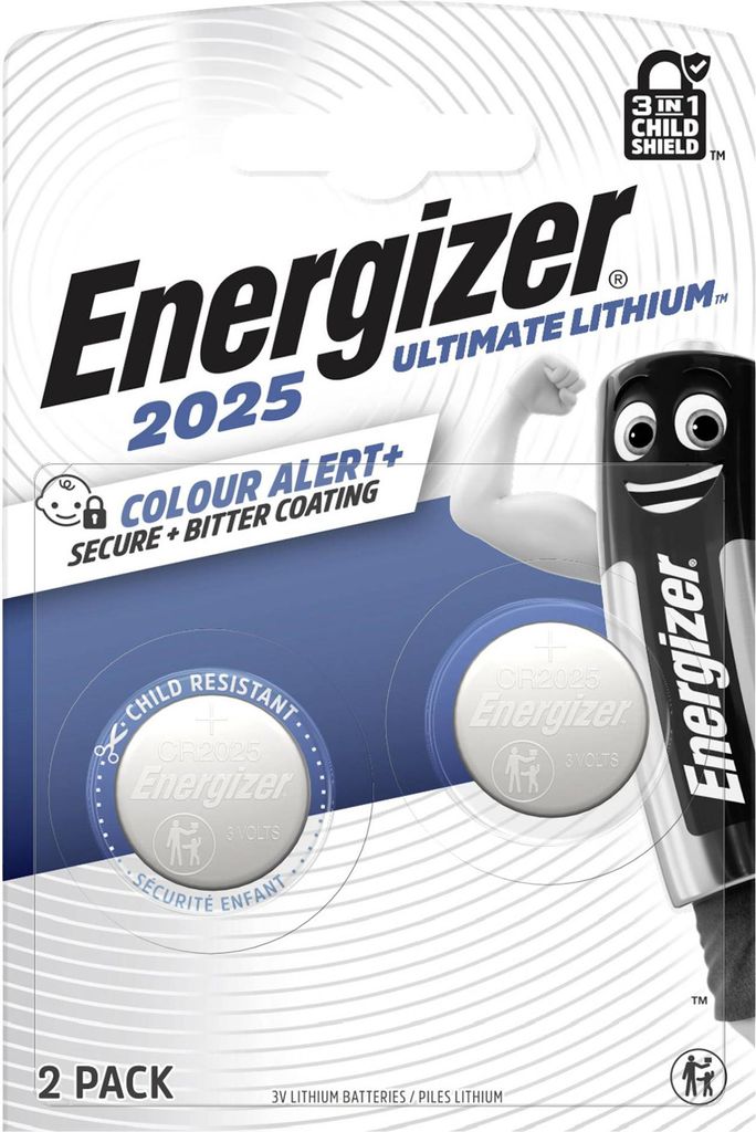 Energizer BATTERY ENERGIZER CR2025 LITHIUM 2PCS