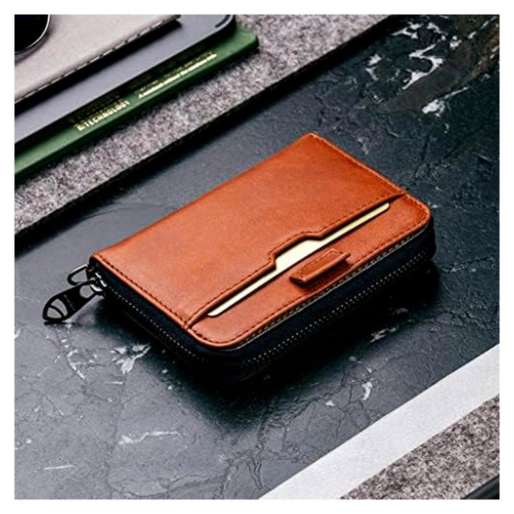 Herren Geldbörse – Slim Wallet aus Leder mit Reißverschluss und Münzfach, RFID Blocker Kartenetui für Kreditkarten, Ausweis und EC-Karten - K...