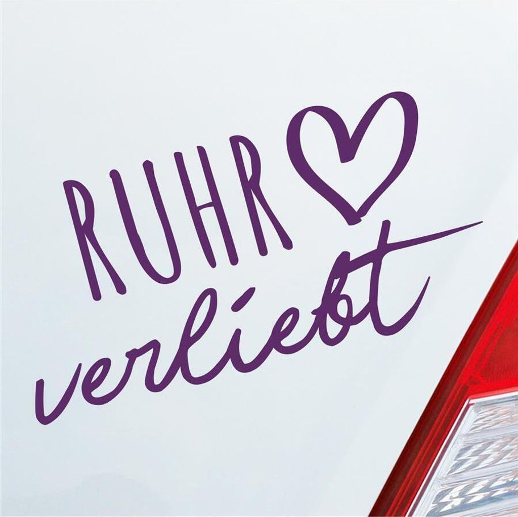 Auto Aufkleber Ruhr verliebt Herz Fluss River Wasser Water Liebe Car 19x10 cm Lila Sticker Heckscheibenaufkleber